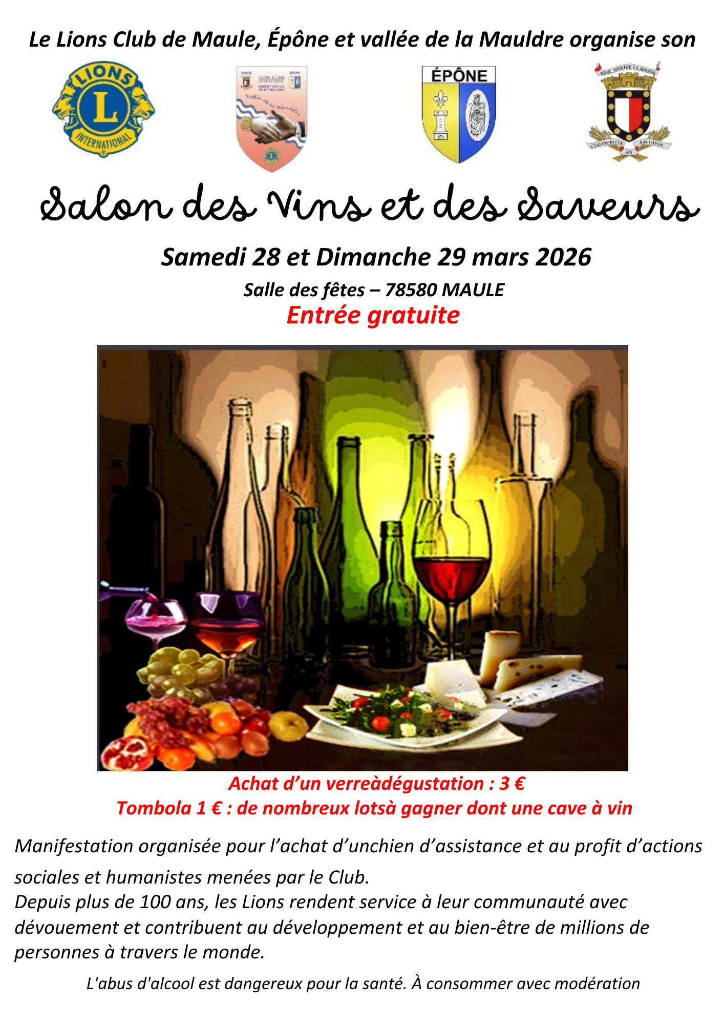 Un salon convivial, du bon vin… et une belle cause 💛 On est ravis de participer au Salon des Vins et des Saveurs organisé par le Lions Club On vous y attend !